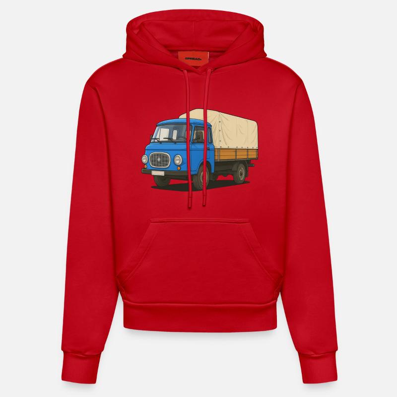 Plateau Est - Sweat à capuche bio ajusté fabriqué en UE - rouge