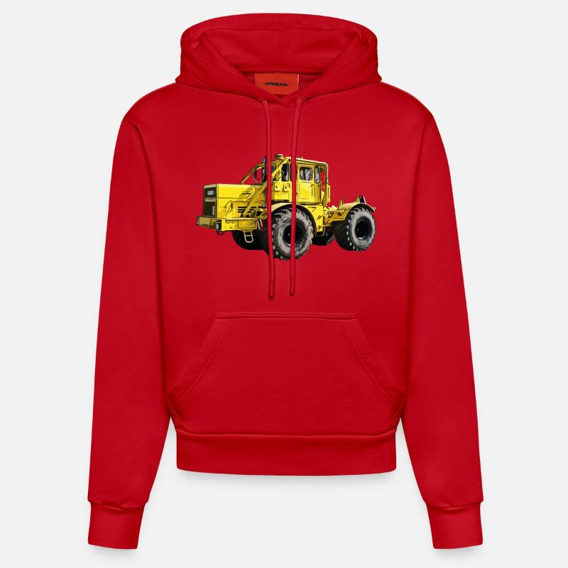 Yellow Power Machine K700 Tracteur - Sweat à capuche bio ajusté fabriqué en UE - rouge