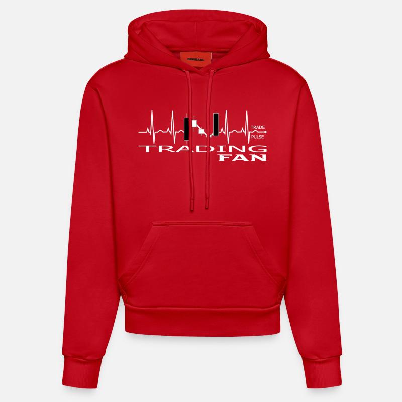 Conception de graphiques de trading Pulse - Sweat à capuche bio ajusté fabriqué en UE - rouge