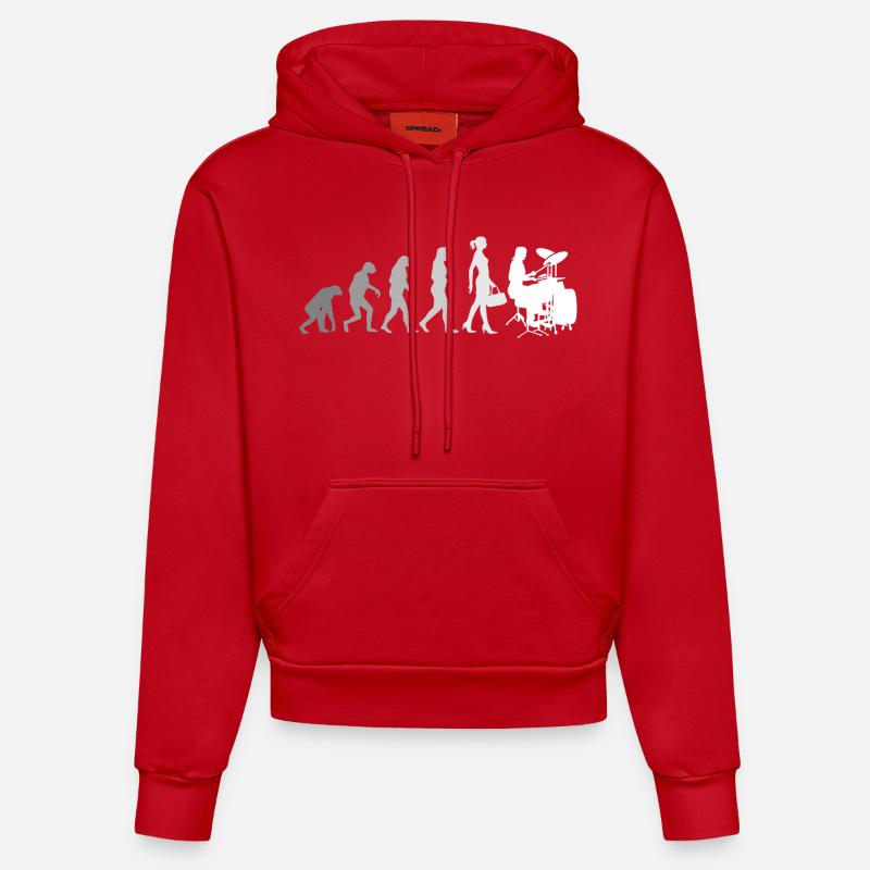 Evolution Schlagzeugerin Percussionniste - Sweat à capuche bio ajusté fabriqué en UE - rouge