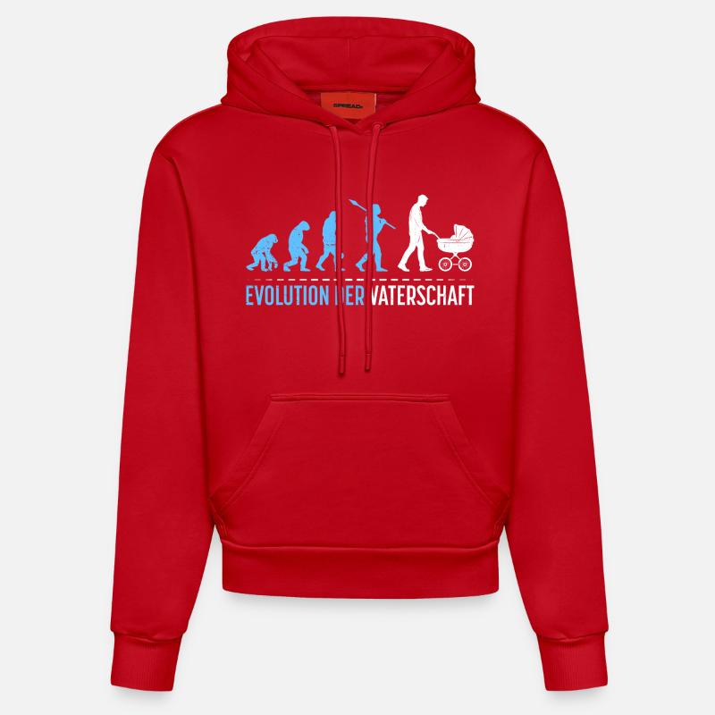 Werdender Vater EVOLUTION DER VATERSCHAFT Lustig - Organic Fitted Hoodie Made in EU - Rot
