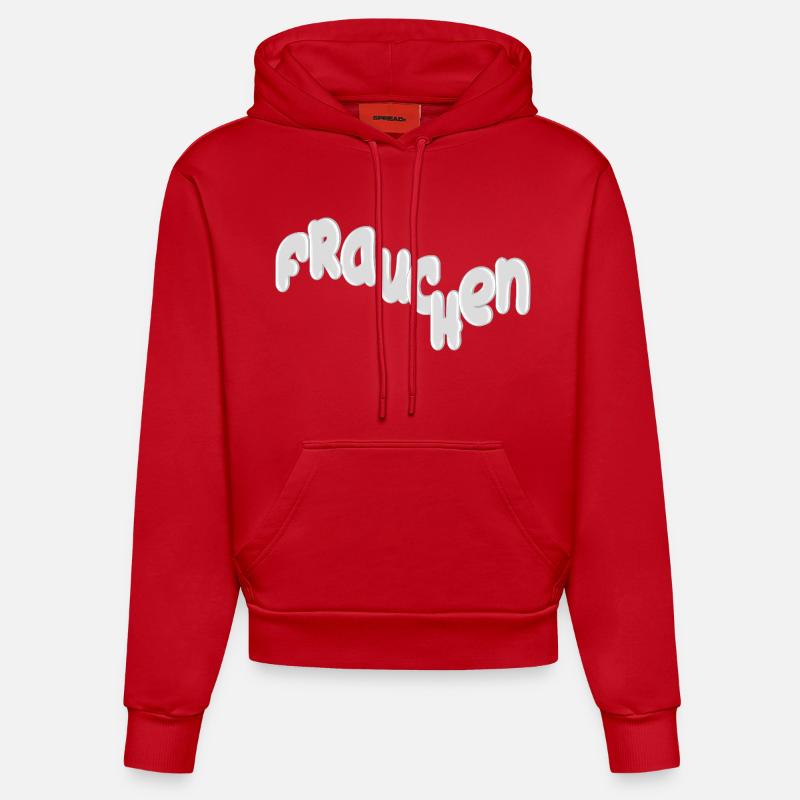 Conception de police Curvy Misstress Silver - Sweat à capuche bio ajusté fabriqué en UE - rouge