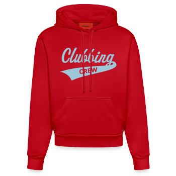 Clubbing Crew (Party / Celebrations / Dancing / Skyblue) - Organic Fitted Hoodie Made in EU - red - Front