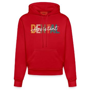 Dental Assist Color Block Design - Organic Fitted Hoodie Made in EU - red - Front