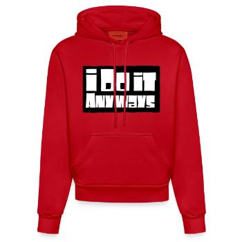 Je le fais quand même - Sweat à capuche bio ajusté fabriqué en UE - rouge - Devant