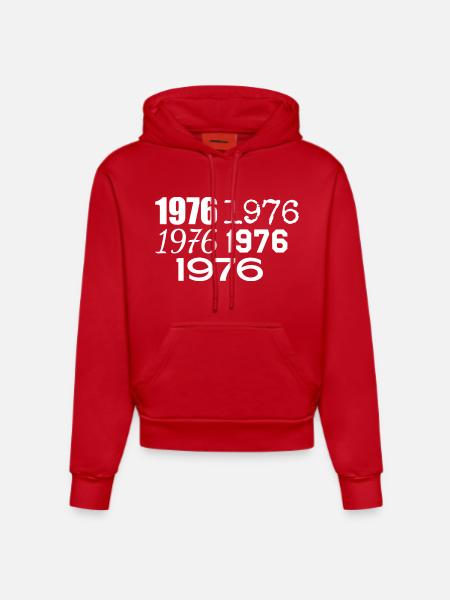 1976 - Organic Fitted Hoodie Made in EU - red