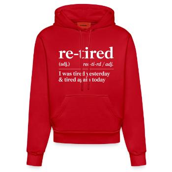 Funny Retired Definition - Organic Fitted Hoodie Made in EU - red - Front
