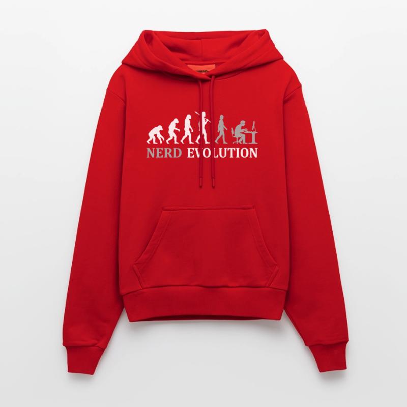 Nerd Evolution – From Monkey to PC Pro Organic Fitted Hoodie Made in EU