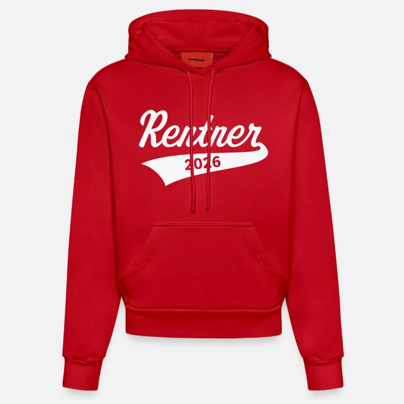Retraités 2026 (Pension/retraite/Blanc) - Sweat à capuche bio ajusté fabriqué en UE - rouge