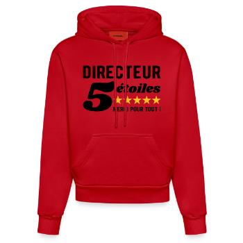 Cadeau Directeur 5 Étoiles - Merci pour tout ! - Sweat à capuche bio ajusté fabriqué en UE - rouge - Devant
