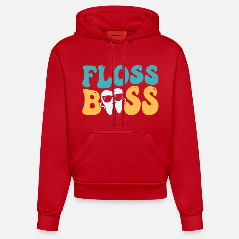 Assistant dentaire dentaire Floss - Sweat à capuche bio ajusté fabriqué en UE - rouge