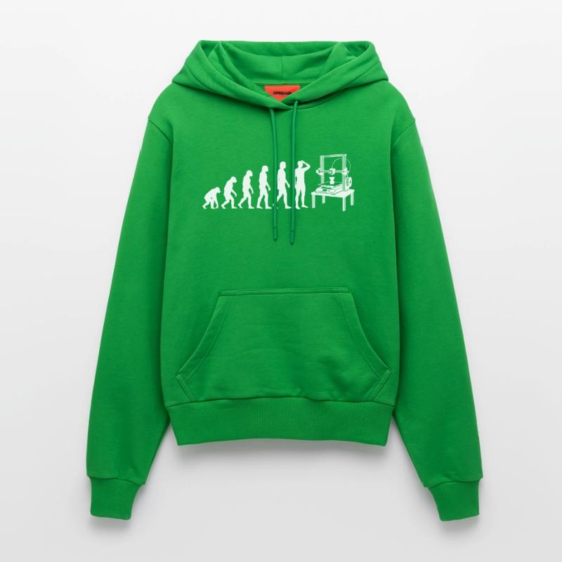 3D Printing Evolution – From Monkey to Maker Organic Fitted Hoodie Made in EU