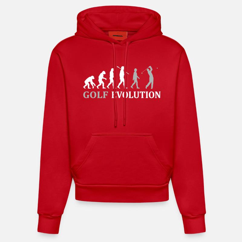 Golf Evolution – Das perfekte Golfer Geschenk - Organic Fitted Hoodie Made in EU - Rot