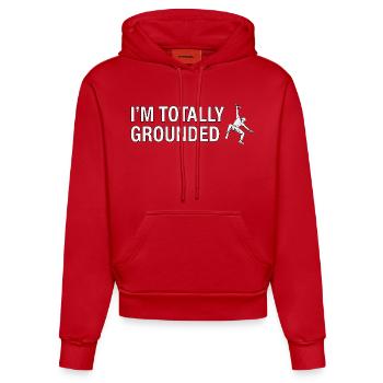 Totally Grounded Rock Climbing - Organic Fitted Hoodie Made in EU - red - Front