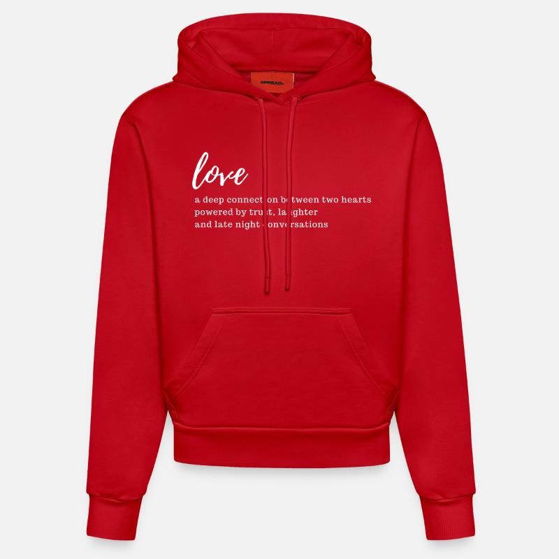 Texte d’amour Saint-Valentin - Sweat à capuche bio ajusté fabriqué en UE - rouge