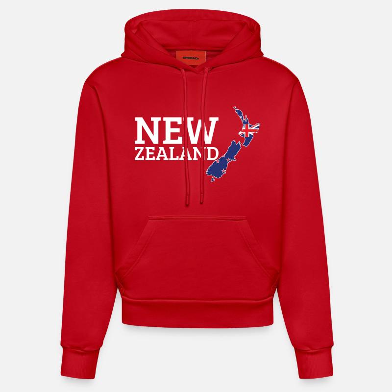 Drapeau néo-zélandais Cool Néo-Zélandais - Sweat à capuche bio ajusté fabriqué en UE - rouge