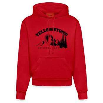 Wandern im Yellowstone-Nationalpark - Organic Fitted Hoodie Made in EU - Rot - Vorne