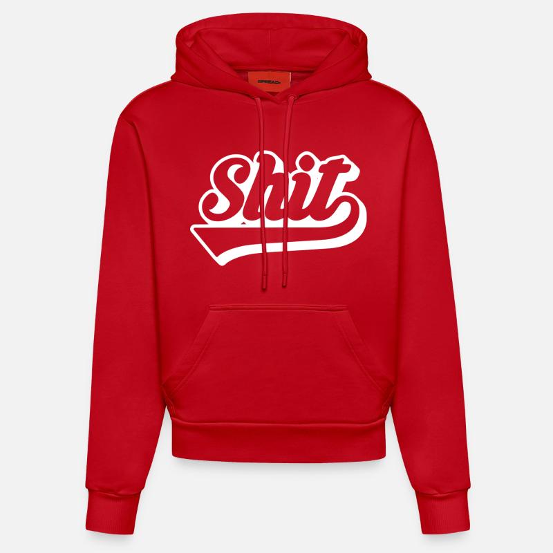 Merde Rétro Script - Sweat à capuche bio ajusté fabriqué en UE - rouge