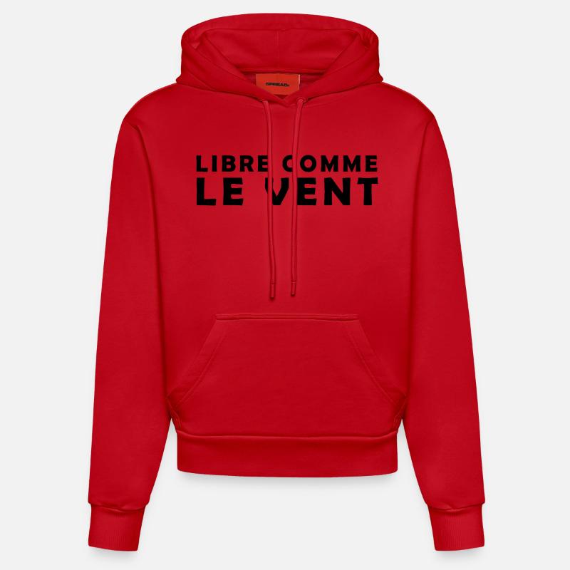Libre_comme_le_vent - Sweat à capuche bio ajusté fabriqué en UE - rouge
