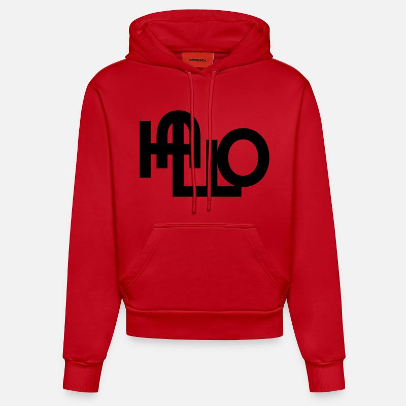 Bonjour, bienvenue - Sweat à capuche bio ajusté fabriqué en UE - rouge