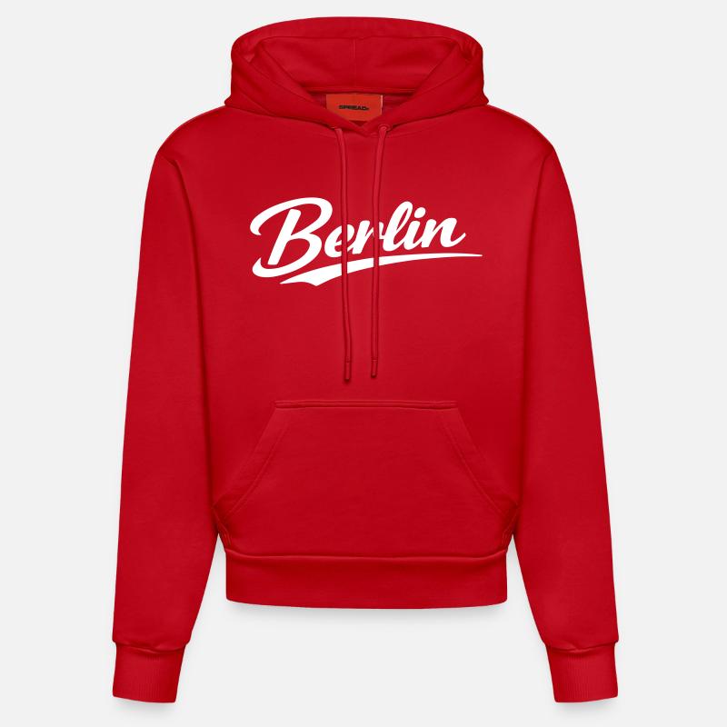 Berlin - Sweat à capuche bio ajusté fabriqué en UE - rouge