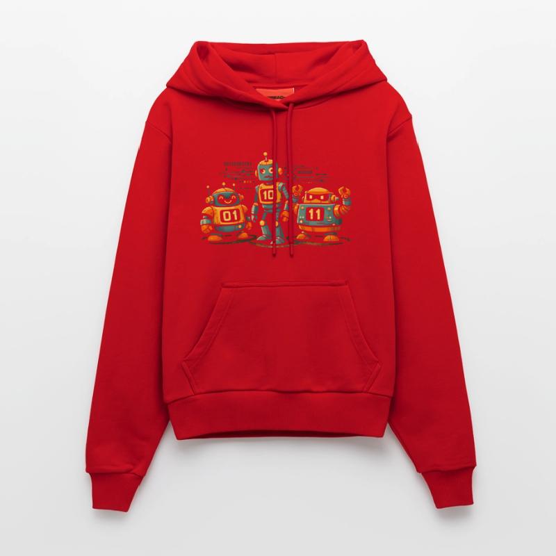 Geek Robots Binary Code Computer Science IT Organic Fitted Hoodie Made in EU