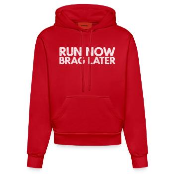 Cours maintenant : vanger-toi plus tard - Sweat à capuche bio ajusté fabriqué en UE - rouge - Devant