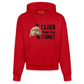 Je suis plus âgé qu’Internet - Tortue - Sweat à capuche bio ajusté fabriqué en UE - rouge - Devant