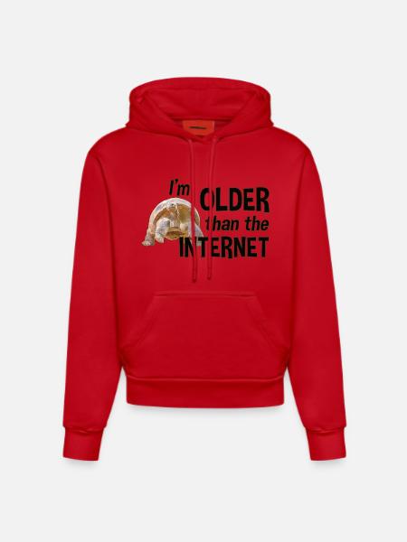 I'm older than the Internet - Turtle - Organic Fitted Hoodie Made in EU - red