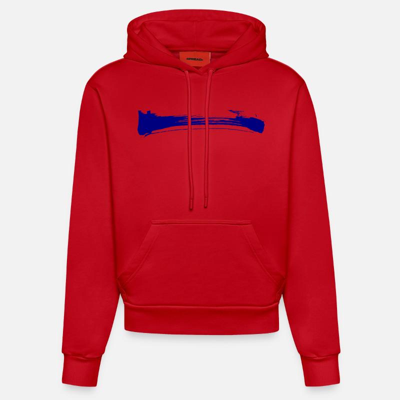 Rayures - Coup de pinceau - Sweat à capuche bio ajusté fabriqué en UE - rouge