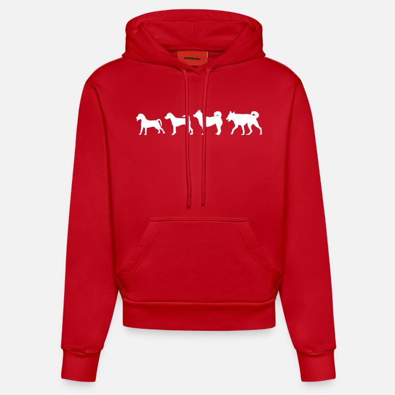 Évolution du chien - Sweat à capuche bio ajusté fabriqué en UE - rouge