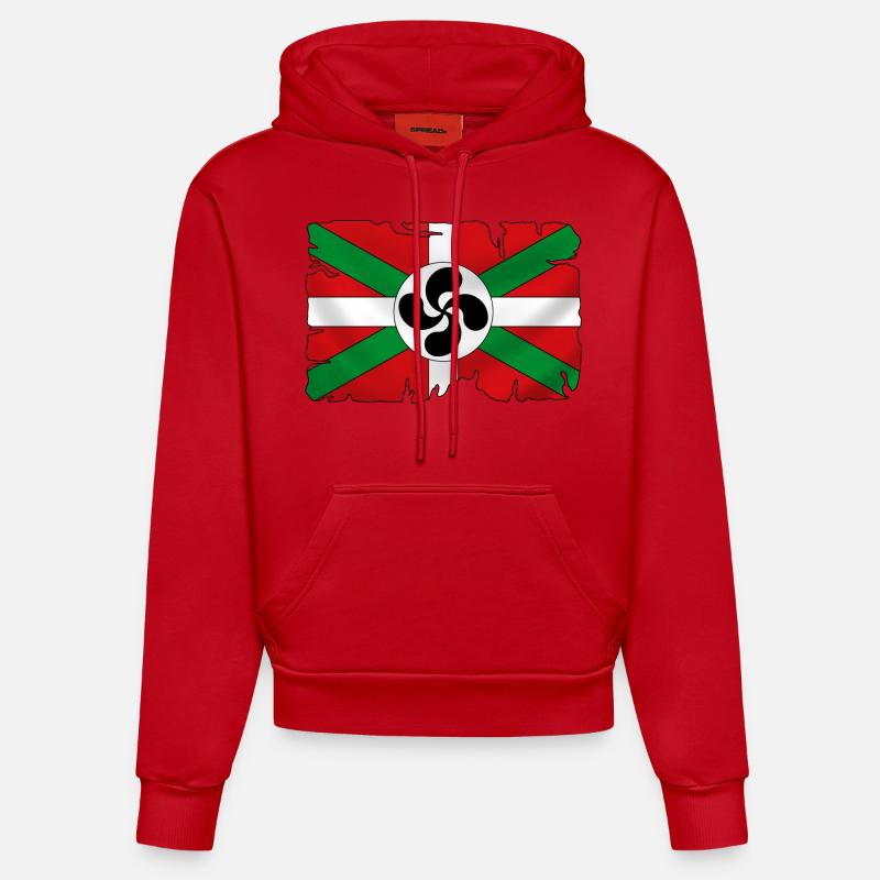 Drapeau Basque - Sweat à capuche bio ajusté fabriqué en UE - rouge