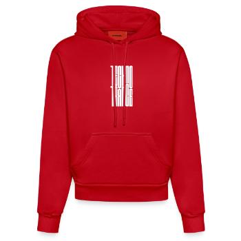Techno Trance logo design - Organic Fitted Hoodie Made in EU - red - Front