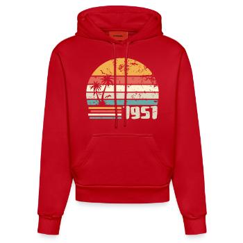 1951 Cadeau Anniversaire - Made in 1951 Rétro 1951 - Sweat à capuche bio ajusté fabriqué en UE - rouge - Devant