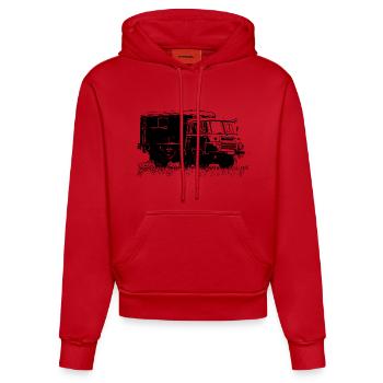 Robur LO 2002 Kofferfahrzeug - Organic Fitted Hoodie Made in EU - Rot - Vorne