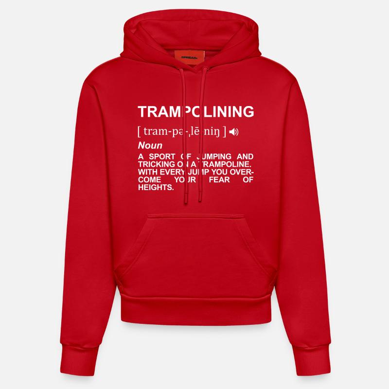 Trampoline Jumping Signification - Sweat à capuche bio ajusté fabriqué en UE - rouge