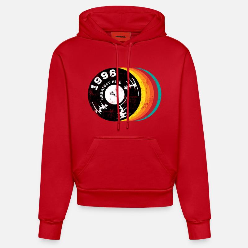 30e anniversaire du millésime 1996 - Sweat à capuche bio ajusté fabriqué en UE - rouge