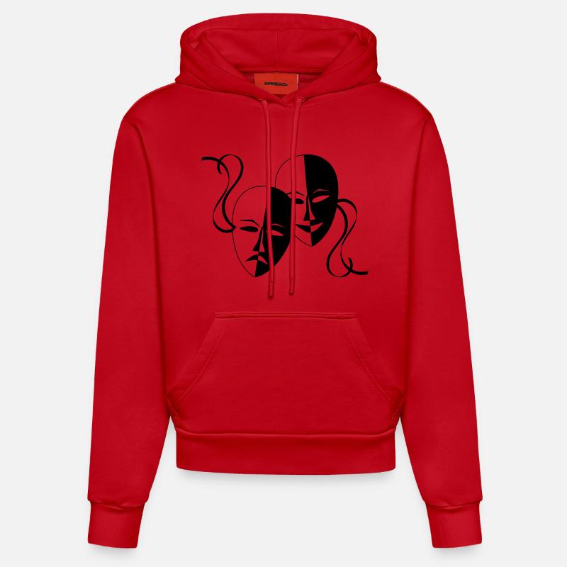Masque, Masques, Masqué, - Sweat à capuche bio ajusté fabriqué en UE - rouge