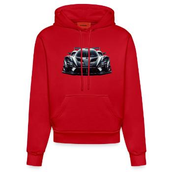 Voiture de course futuriste extrêmement puissante - Sweat à capuche bio ajusté fabriqué en UE - rouge - Devant
