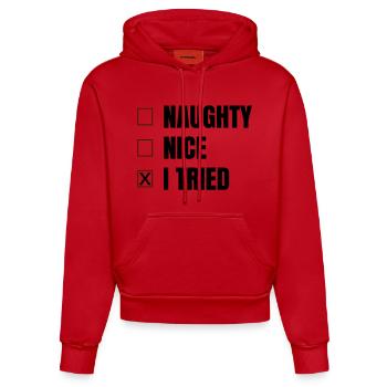 Lustige Sprüche zu Weihnachten - Organic Fitted Hoodie Made in EU - Rot - Vorne