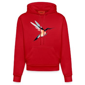 Farbenfroher Kolibri - Organic Fitted Hoodie Made in EU - Rot - Vorne