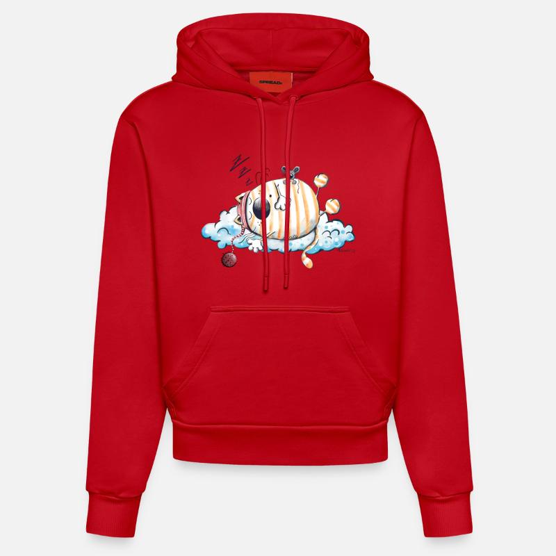 Sleeping Cat - Chat - Sweat à capuche bio ajusté fabriqué en UE - rouge