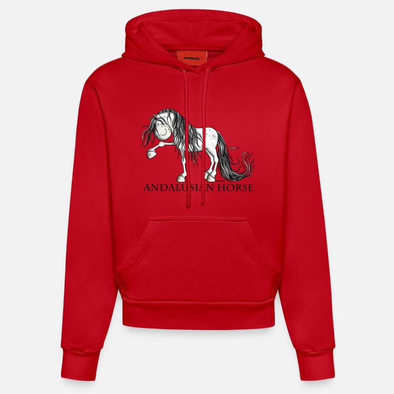 Andalusian Horse - Sweat à capuche bio ajusté fabriqué en UE - rouge