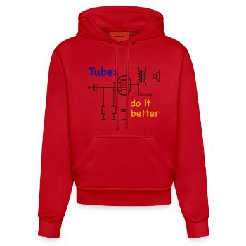 Vacuum Tubes do it better - Organic Fitted Hoodie Made in EU - red - Front