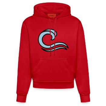 waves - Organic Fitted Hoodie Made in EU - red - Front
