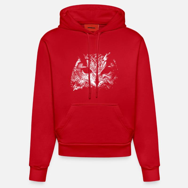 Gruselige Eule - Organic Fitted Hoodie Made in EU - Rot