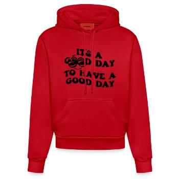 A good day to have a good day # - Organic Fitted Hoodie Made in EU - red - Front
