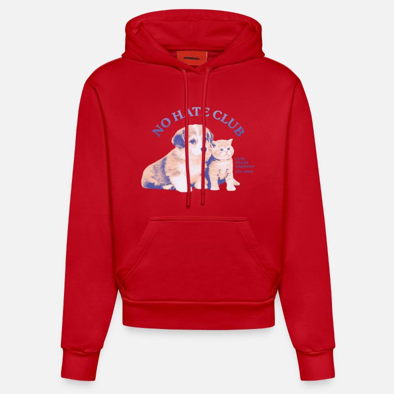 No Hate Club – Douce harmonie - Sweat à capuche bio ajusté fabriqué en UE - rouge