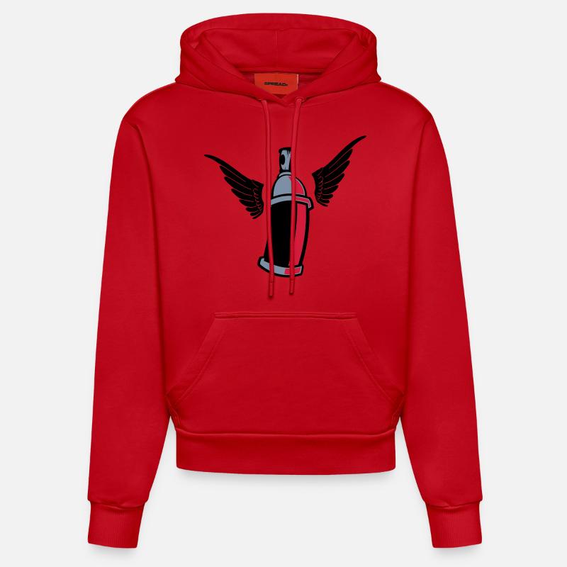 flying_graffiti_can_3c - Sweat à capuche bio ajusté fabriqué en UE - rouge