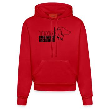 TEAM Teckel à poil long Chiens Teckel Wilsigns - Sweat à capuche bio ajusté fabriqué en UE - rouge - Devant